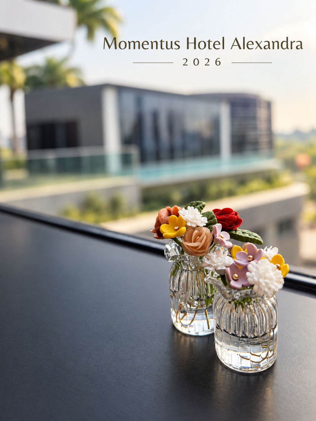 HBC Bloom Bar handmade floral keepsakes displayed at Momentus Hotel Alexandra wedding showcase