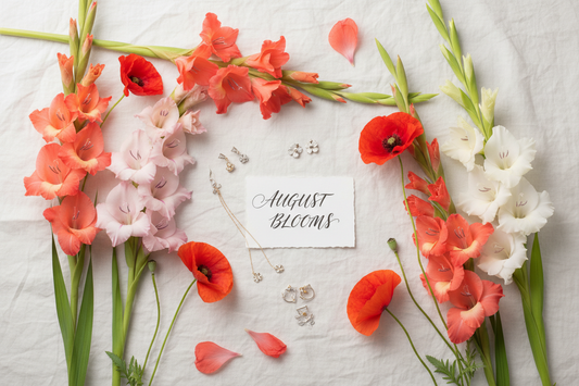 gladiolus and poppy flowers representing August birth flowers