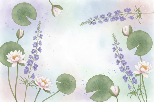 larkspur and water lily flowers representing July birth flowers