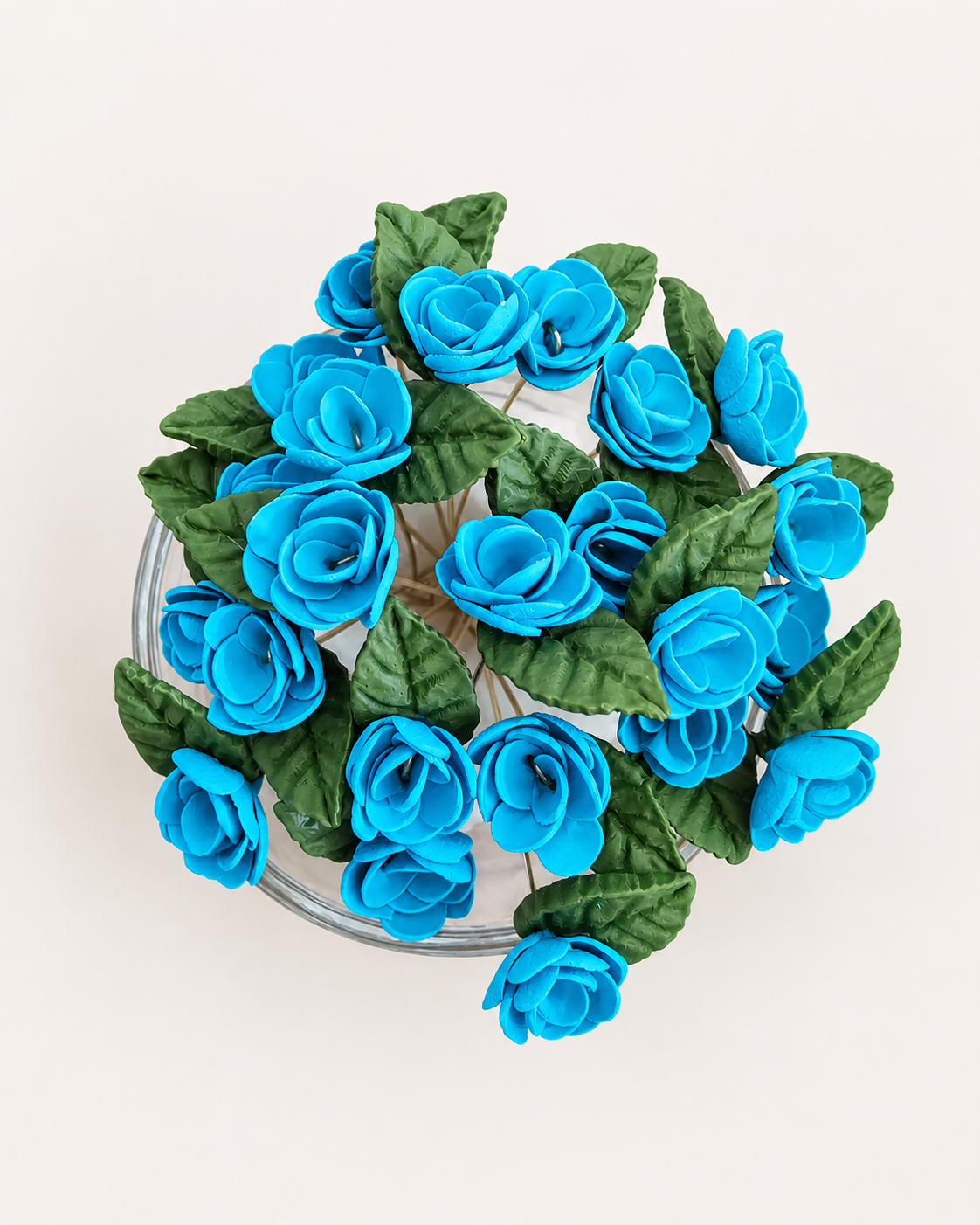 A pot of blue lagoon roses