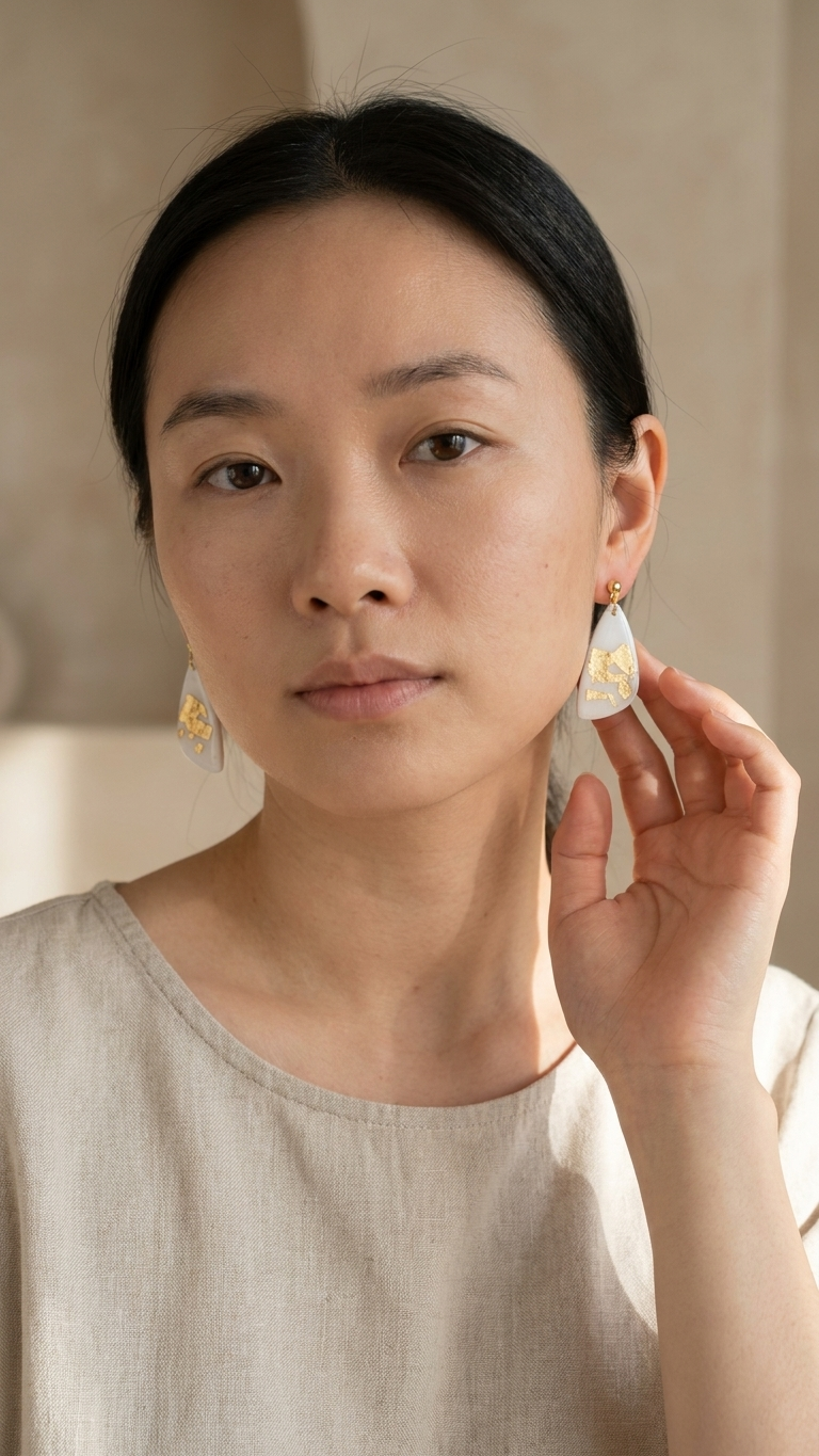 Ivory Gleam Statement Dangles
