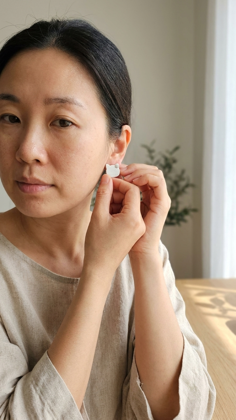 Ivory Daisy Cat Stud Earrings